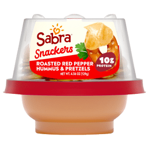 Sabra Snackers Hummus Roasted Red Pepper with Pretzels