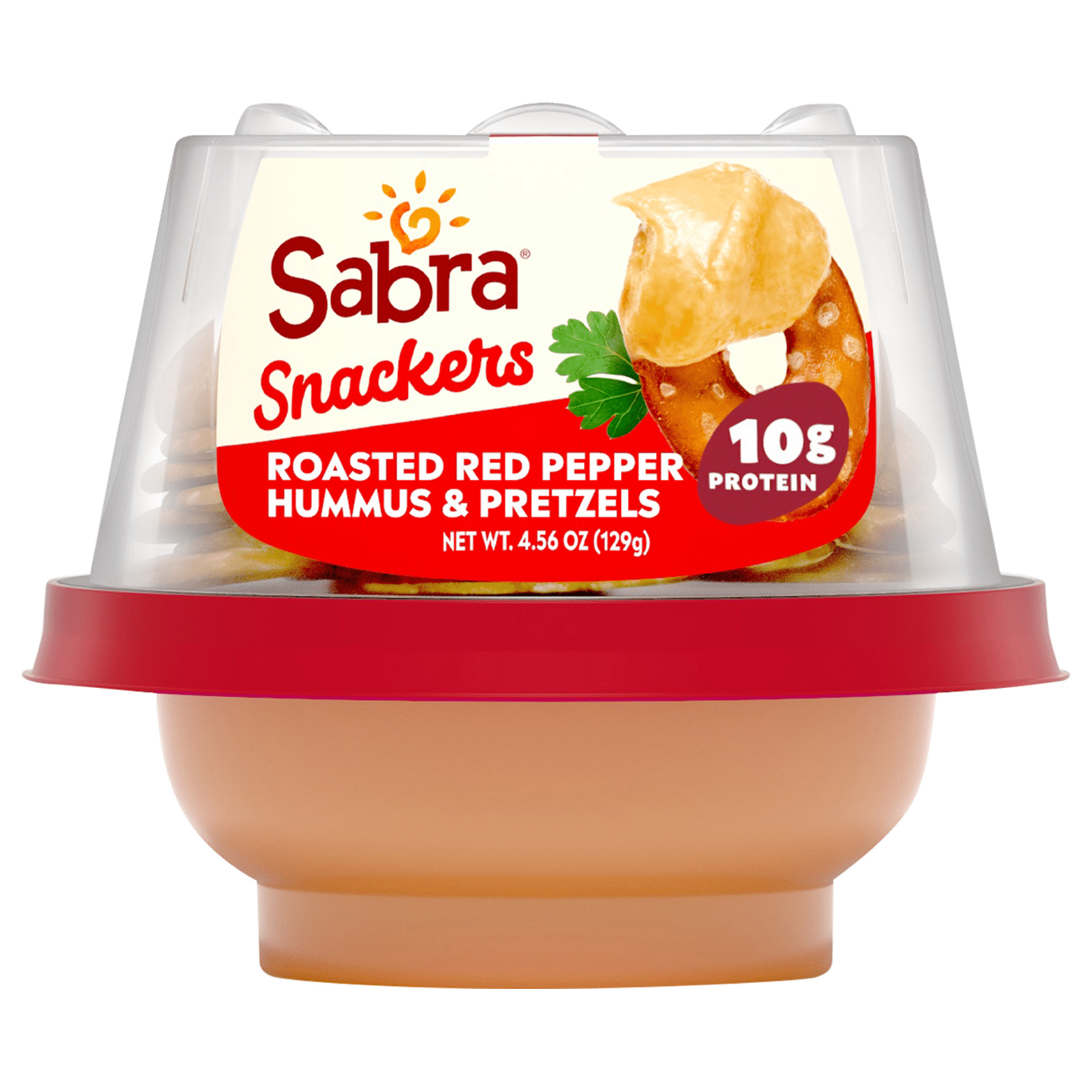 Sabra Snackers Hummus Roasted Red Pepper with Pretzels