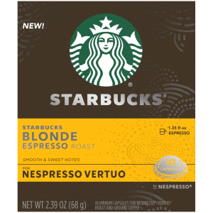 Starbucks Blonde Espresso Roast For Nespresso Vertuo Ground Coffee Capsules