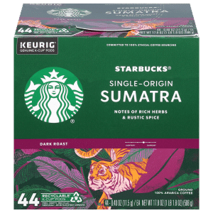 Starbucks Single-Origin Sumatra Dark Roast Coffee K-Cup Pods