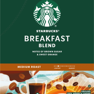 Starbucks Ground Medium Roast K-Cup Pods Breakfast Blend Coffee 22 Pods