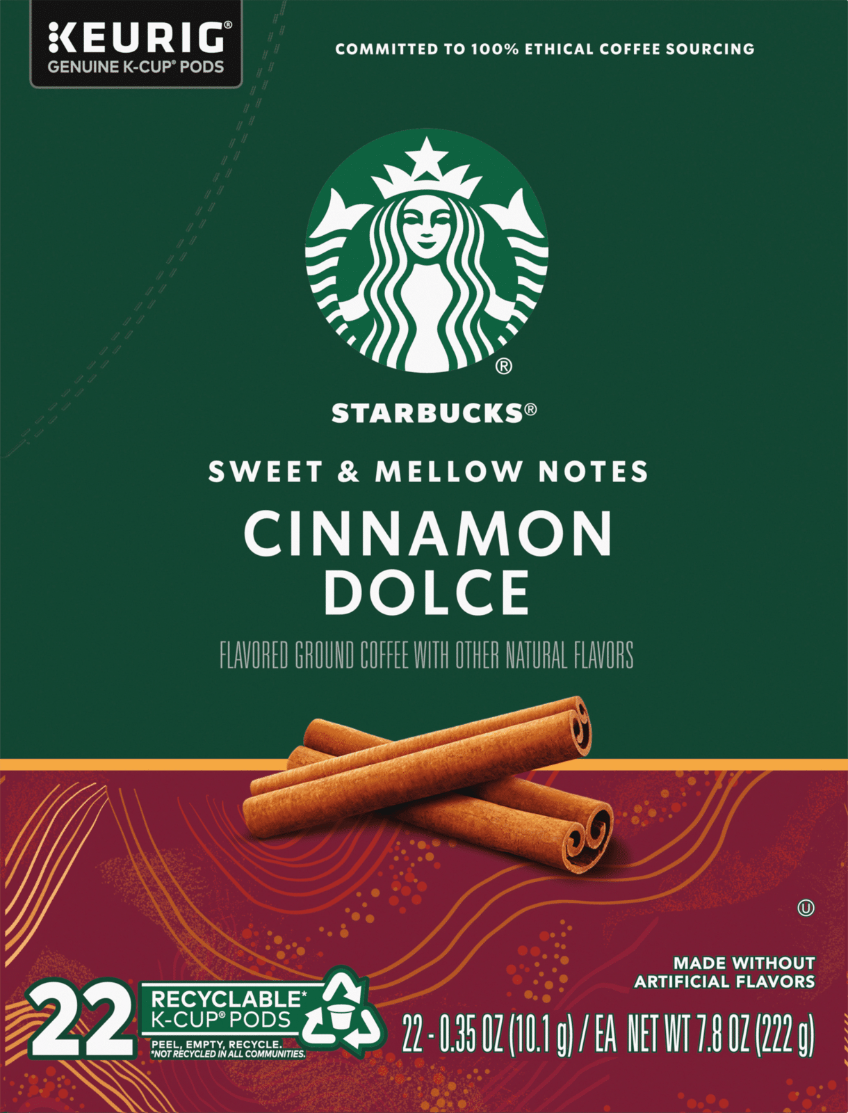 Starbucks K-Cup Pods Cinnamon Dolce Coffee 22 Pods