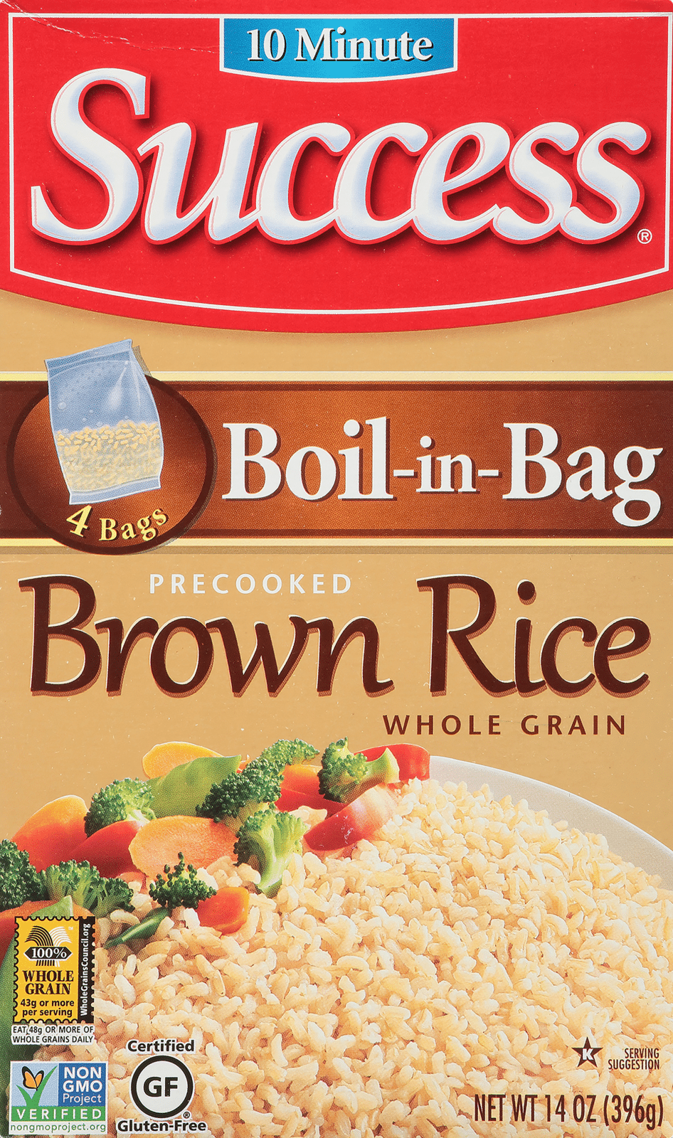 Success Boil-in-Bag Whole Grain Precooked Brown Rice 4 ea
