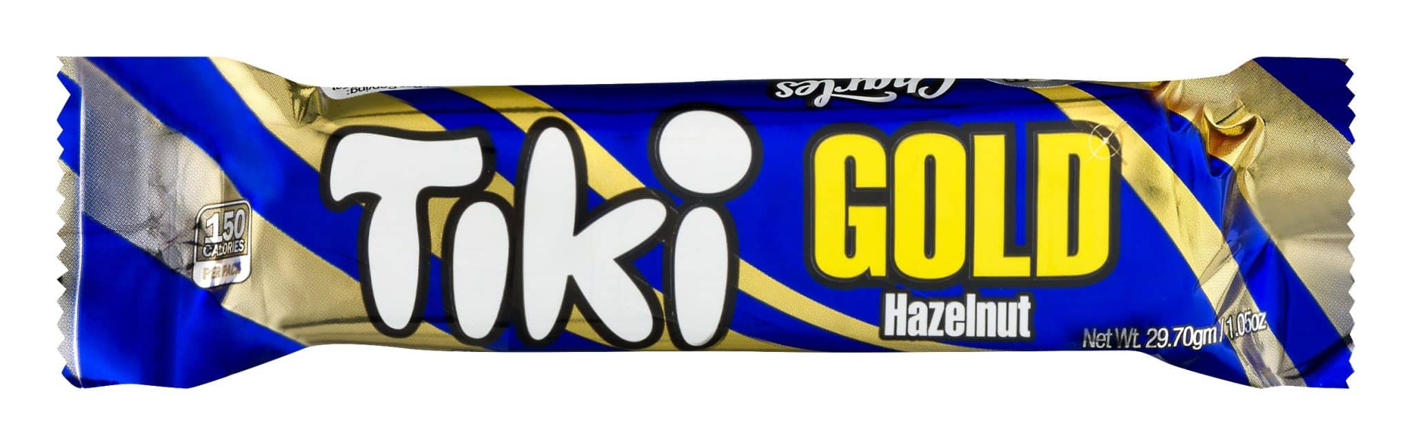 Tiki Gold Gold Chocolatey Coated Wafer with A Hazelnut Filling