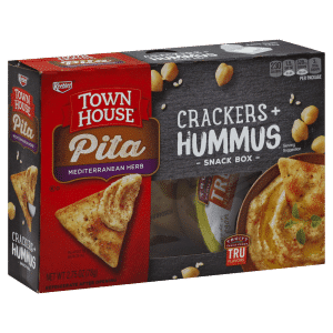 Town House Pita Snack Box Crackers + Hummus Mediterranean Herb