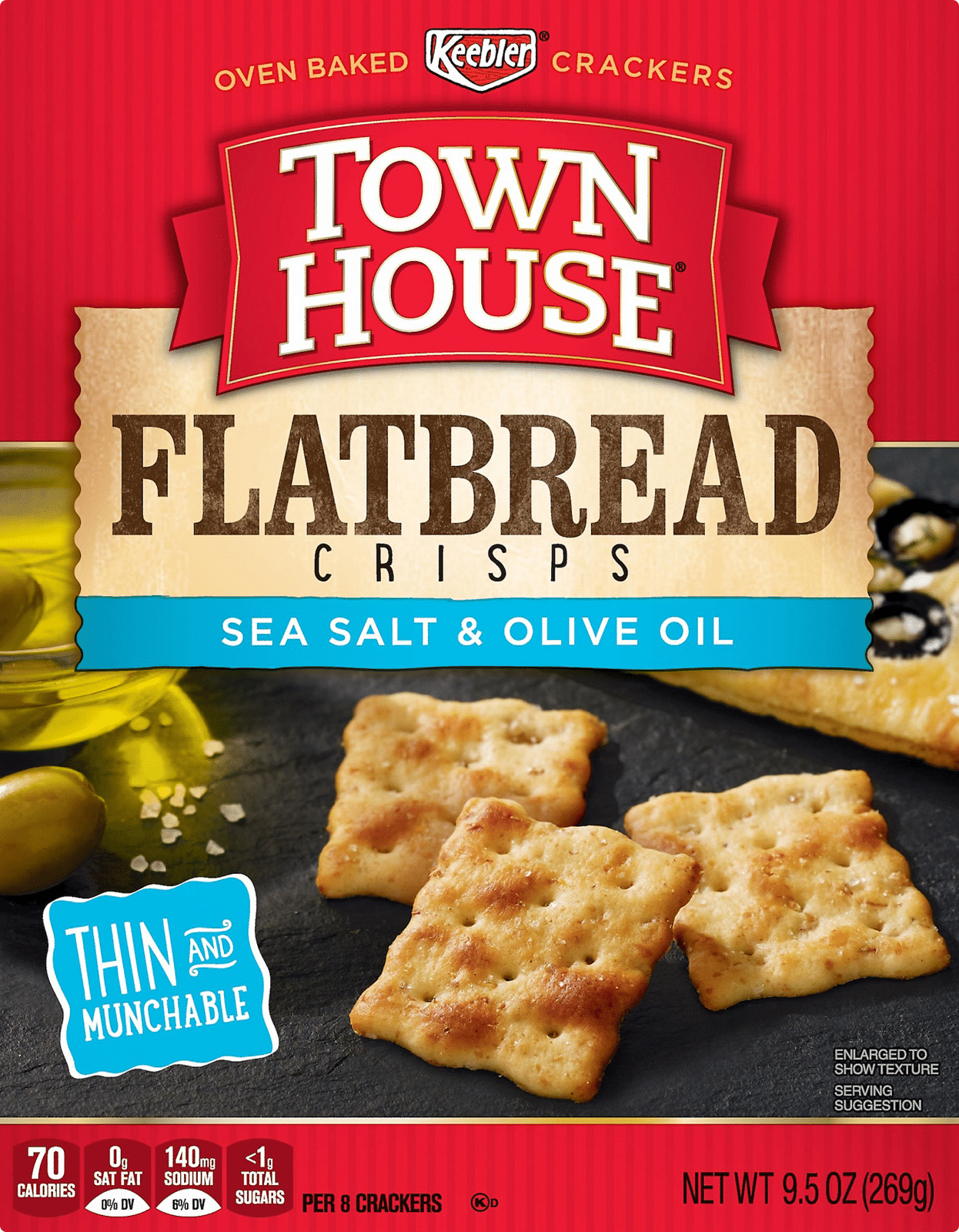 Keebler, Town House Flatbread Crisps, Crackers, Sea Salt and Olive Oil