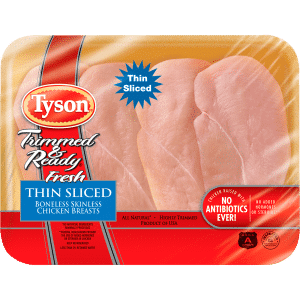 Tyson Trimmed & Ready Fresh All Natural* Thin Sliced Boneless Skinless Chicken Breasts